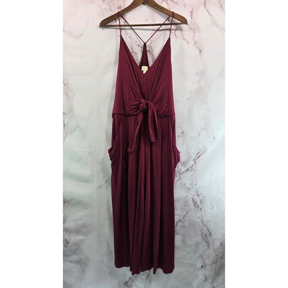 Jumpsuit Womens XL Maroon Wide Leg Gaucho Knot Twist Willa Moulinette Soeurs